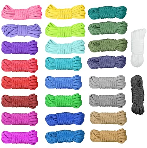Paracord Set, 26 Stück 4mm Paracord 550 Nylonschnur, 26 Farben 3M Multifunktionale Nylonseile Zeltseil, Paracord Schnur für DIY Armband, Schlüsselbund, Camping Outdoor Sport