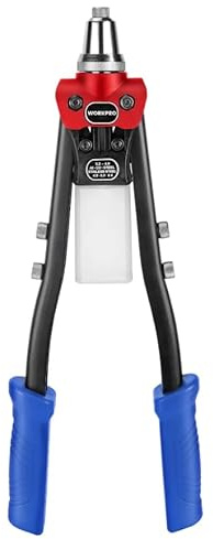 WORKPRO Manuelle Nietpistole, 400 mm, robuste Nietzange mit 5 austauschbaren Köpfen (5 Nasenstücke) und 100 Nieten, 5-in-1-Handnietzange