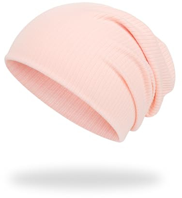 Kiiwah Slouch beanie-mössa, varma mjuka vintermössor pojkar flickor dubbla lager barnmössor småbarn baby stickad mössa för vår, höst och vinter, ROSA, L