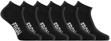 FREEGUN Socquettes Homme & Femme 39-42, Lot de 6, Noir N