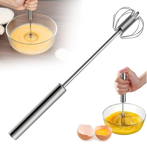 Easy Whisk, Easy Whisk Handheld Mixer, Semi Automatic Whisk, Easy Whisk Stainless Steel Hand Push Egg Beaters, Egg Beaters Hand Crank, Wisking Tool for Blending Beating (1PCS-Silver)
