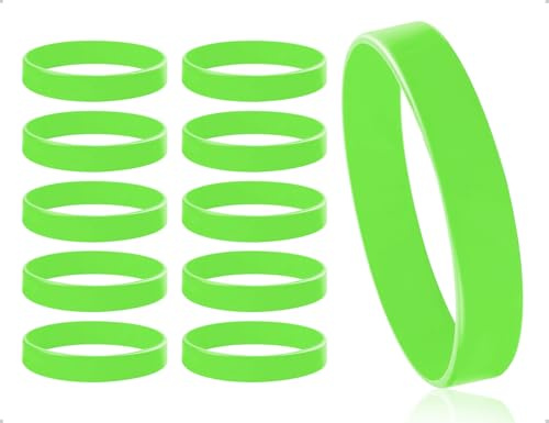 ZoeTekway 10 piezas pulseras, pulsera de silicona vacía simple, pulsera deportiva para hombres, mujeres y niños, para fitness, correr, fiestas, actividades deportivas en equipo (verde, 202*12*1,9 mm)