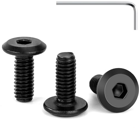 Tunejoy 30 Pezzi Viti a Testa Piatta M4 x 10 mm Nero Vite a Testa Esagonale Bulloni in Acciaio Inox A2 V2A Bulloni per Mobili con Chiavi a Esagono Filettatura Completa