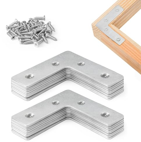 Vinkelfästen Hörnfäste för trä 16 st | 50,8 mm x 50,8 mm x 16 mm | L-fästen för trä med 64 skruvar - galvaniserad stålplatta set för fixering och reparation av möbler, bord (2 tum/50,8 mm)