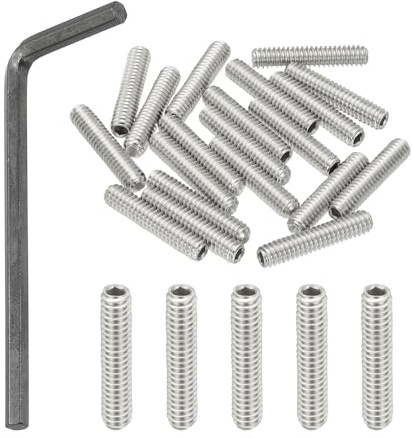 PATIKIL 20 Stück 304 Edelstahl Madenschrauben 1/4-20x1-1/4, UNC Grobgewinde Innensechskant Gewindestifte Set mit Schraubendreher für Türklinken Halterung Möbel Lampe Wasserhahn Reparatur