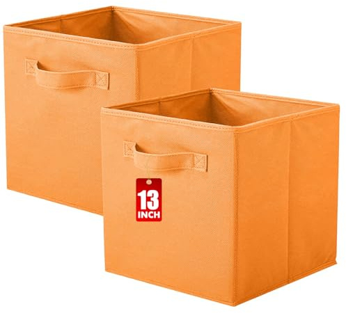 powerking Contenitore di stoccaggio, cubi pieghevoli di stoccaggio del tessuto e cassetto dell'organizzatore di stoccaggio del panno per armadio e giocattoli di stoccaggio, 13 X 13 X 13 INCH, 2 Pack