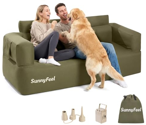 SUNNYFEEL Inflatable Couch for Camping with Built-in Pump - 2-3 Person
