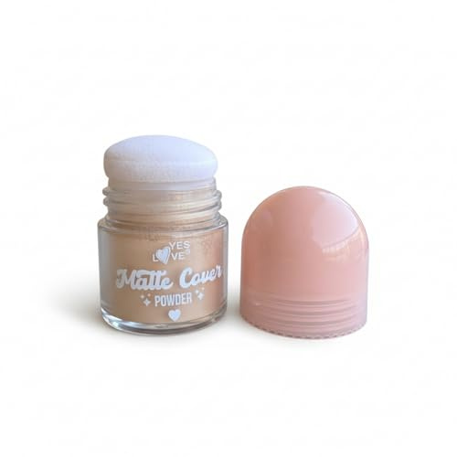 Yes Love Maquillaje Polvo Suelto Impermeable con Borla, Acabado Matte, Resistente al Sudor, Control de Brillo, Makeup (1)