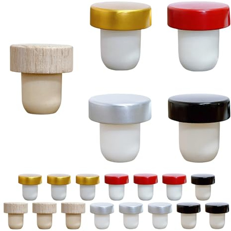 ONEBO 20 Pcs T-Shape Wine Corks, Wooden Wine Stopper, Cork Wine Stopper, Reusable Wine Bottle Stoppers, Beverage Stopper, Wine Storage Keep Fresh Tools, for Wine Liquor Whiskey Cork Stopper(19mm)
