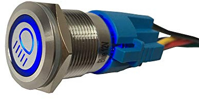 Mintice 19mm Interrupteur à Bascule Bleu LED 12V 3A Bouton Poussoir Voiture Métal Interrupteur Acier Inoxydable étanche Faisceau Principal Prise de Courant