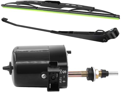 HOVCEH Motore Tergicristallo 12V Universale con Braccio e Lama, Braccio Motore Tergicristallo 105°, Motore Tergicristallo Universale per Barche da Pesca, Roulotte e Camper