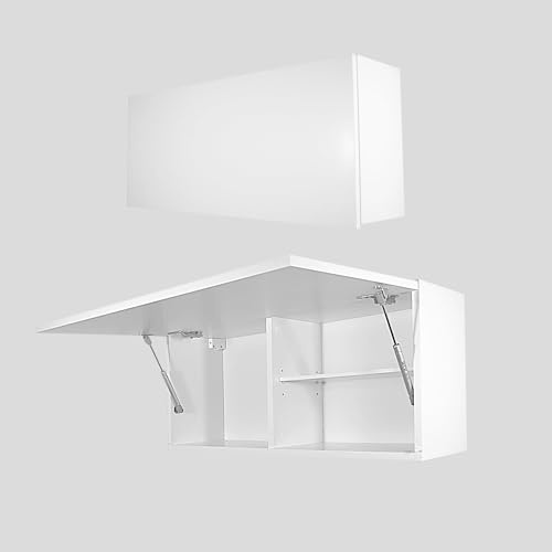 Milionmeblicom Badezimmerschrank Laura Hängeschrank Badezimmermöbel Klappbarer Badezimmer Wandschrank Teleskopöffnung - Mattweiß/Mattweiß, Maße 39 x 80 x 23 cm