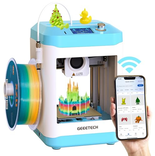 Fully Assembled Mini 3D Printer for Kids & Beginners with WiFi- Complete Starter Kit with Auto Leveling 3D Printer, 1 Roll of Filament, and SD Card, High-Speed, Fully Open Source, for Home & School