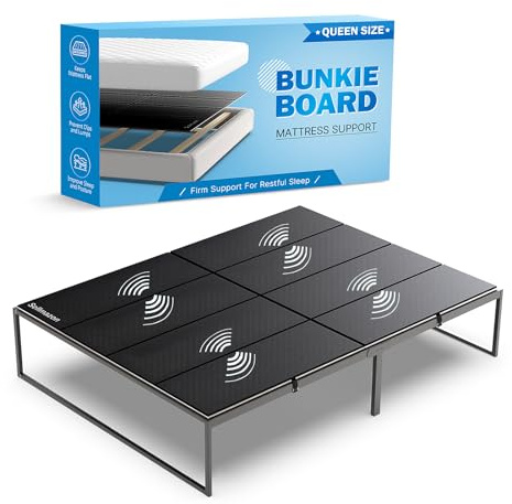 Sellmazon Bunkie Board Queen Size (60x80''), Heavy Duty 10mm Bed Boards for Slatted Frame, Sleeper Sofa Support Board to Stop Sagging Mattress, Breathable, Noise Minimizing, Moisture Resistant, Black