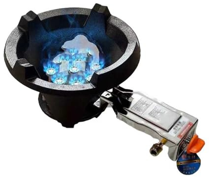 Fornello con bruciatore a propano singolo ugello 9/12, bruciatore da esterno portatile in ghisa, for cottura Wok all'aperto(9nozzle,LPG)