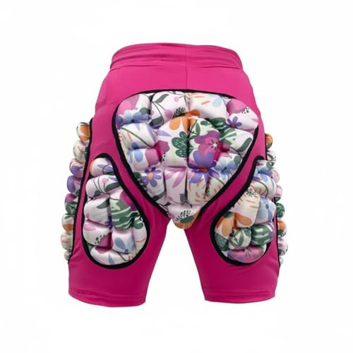Fonowx Pantalon de Protection pour Enfants Short d'Équipement Sportif Pad Amorti sous-vêtement Sûr Ajustable Résistant aux Chocs Convient pour Ski Vélo, Rose, 150-XL 10-12 Ans Tour De Taille 52cm