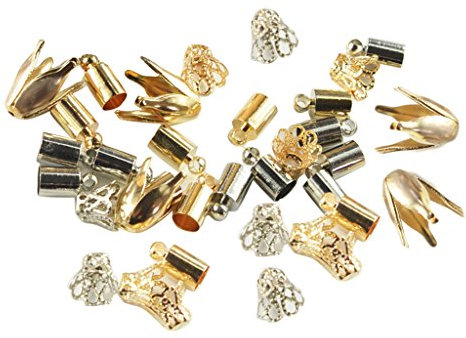 Hellery Or Bronze Argent Couleurs Fleur Bouchons De Perles Entretoise Perles Charms Tassel Caps Bail Embout Fin Résultats De Bijoux DIY, Pack De 50Pcs, 8mm, 1