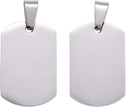 Cheriswelry Rektangulär blank hundtagg för prägling, hängen i rostfritt stål, lång, personlig berlock för gravering, namn, husdjur-ID, för halsband, smycken, 28 x 18 mm, 10 st