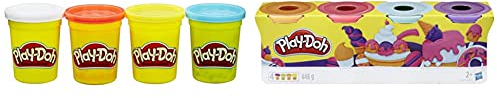 Play-Doh Hasbro B6508EL2-4er Pack Grundfarben Knete, für fantasievolles und kreatives Spielen & 4erPack Sweet, tolle Farben für Kinder ab 2 Jahren, 112gDosen (pink, hellblau, Hellorange, lila)
