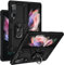 JOYTAG Hülle für Samsung Galaxy Z Fold 3 5G handyHülle Silikon TPU 360 Grad Drehring aus Halter magnetisch Autotelefon case-Schwarz