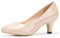 Women's Court Shoes Kitten Heels Wide Bridal Work Office Wedding Party Low Heel Pump Slip On Shoes MJ Beige Tag 12-UK 9.5