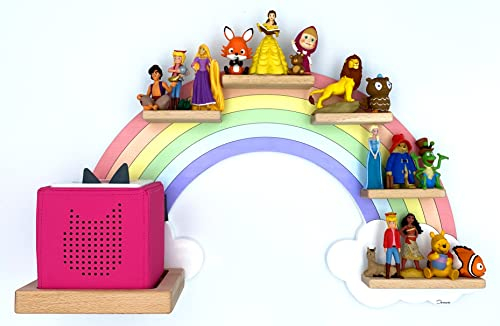 Denwa® Rainbow Regal für TonieBox und Tonies - Für bis zu 15 Figuren - Regenbogen Wandregal - Toniebox Regal für Mädchen und Jungen - Farbe Wolke