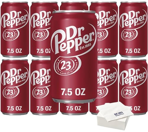 Dr. Pepper Mini Cans, 7.5oz Cans, (Pack of 10) with Bay Area Marketplace Napkins