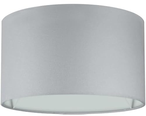 Wogati® Premium Lampenschirm | Ø35cm Höhe 22,5cm | Farbe: Grau | E14/E27 | rund | Baumwolle | für Stehlampen, Hängelampen, Tischlampen, Deckenlampen
