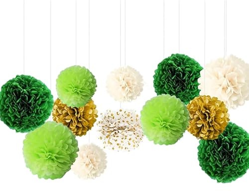 12 Pezzi Pompon di Fiori 4 Colori Pompon di Carta Velina 3 Misure Pompon Decorativi per Feste Pompon Decorativi Fiori di Carta Decorativi Adatto per Matrimoni Decorazioni per Feste di Compleanno