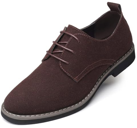 AIMENJOY Zapatos De Trabajo Casuales De Cuero De Ante Nobuk con Cordones A La Moda para Hombres (Brown,46)