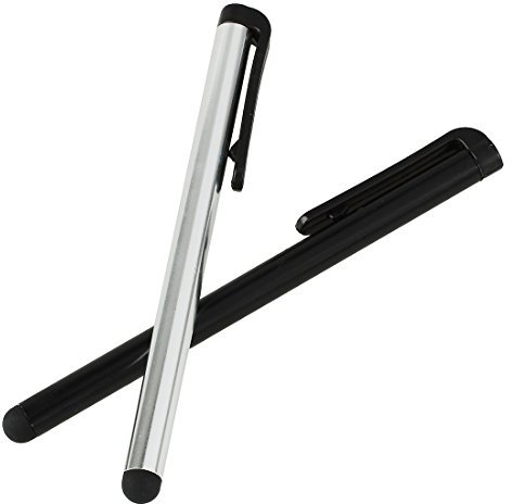 MSCHENZW 2 x Universal Stylus Touch Screen Input Pens for iTouch / Touchscreen Devices 2x Pens 1x Silver 1x Black