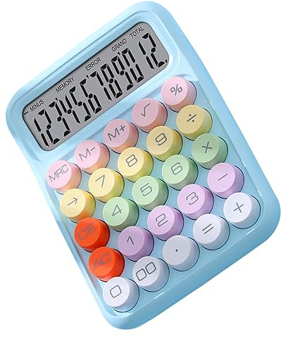 Calculadora Colorida de Teclado Mecánico para el Hogar, la Escuela y la Oficina - Calculadora de Escritorio Electrónica con Función de Interruptor Mecánico