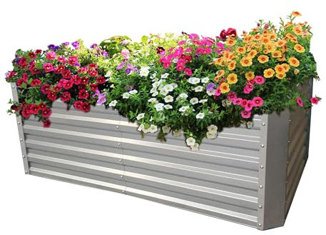 Gabiona Jardinière surélevée pour terrasse et jardin - Idéal pour la culture d'herbes et de fleurs - Parterre de légumes en métal - Jardinière surélevée pour balcon (184 x 60 x 90 cm - Avec grille de