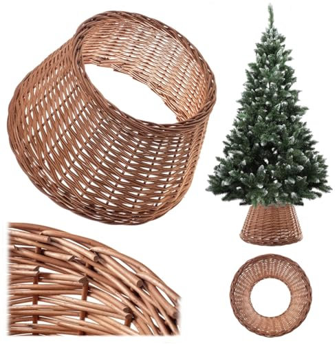 KADAX Jupe de sapin de Noël en osier naturel fait à la main pour support de sapin de Noël (55 cm)