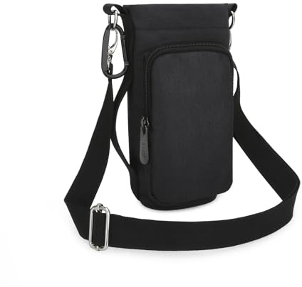 JINSI Water Bottle Carrier Bag with Phone Pocket Water Bottle Sling Holder Bag Crossbody Holder with Adjustable Shoulder & Handheld Strap, Accessories for Hiking Travelling Camping