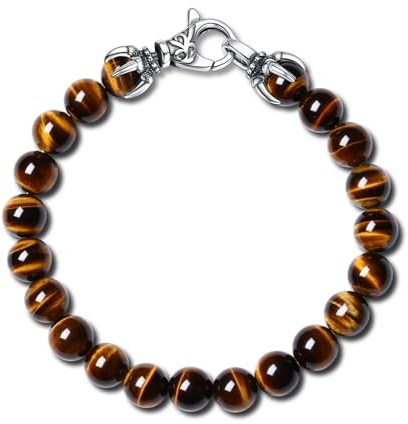GAVU Pulsera para Hombre de Ojo de Tigre, Pulsera de Cuentas de Piedras Semipreciosas M