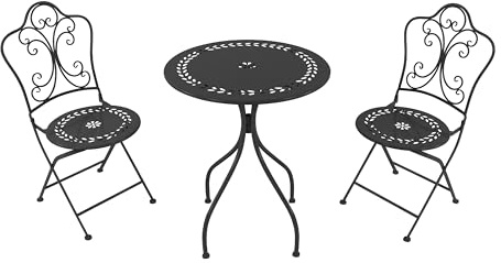 AXI Marilou Mesa y Silla Bistro, 2 Sillas 1 Mesa, Juego Bistro de Exterior Blanco, Romantico Antracita - Juego Bistro de Jardin, Mesa Bistro de Mosaico para Jardin/Balcon/Terraza.