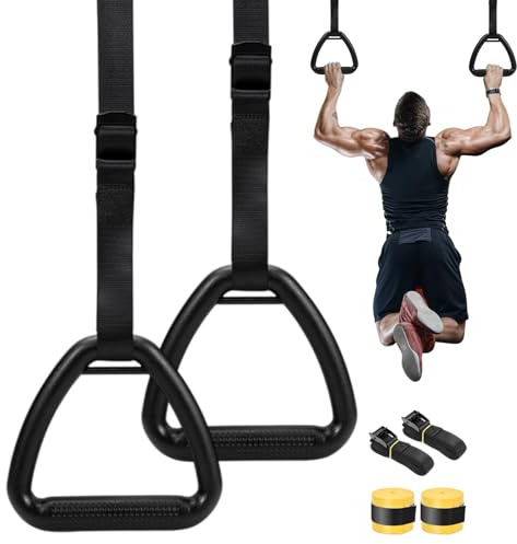 Gymnastikringar Calisthenics Gymnastik Träningsutrustning | Halkfria Justerbara Remmar Pull Up Ringar för Hemmagym Träning Sport Fitness Cardio Kondition Dans Familjerum Hus Vuxen