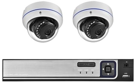 WAFOHSR Kit Telecamera Dome Riot Da 8 MP, Di Telecamere For Esterni Con Audio E Video 4K, Set Videosorveglianza CCTV 4 A Canali Rilevamento Del Movimento(None,4CH NVR and 2Cameras)