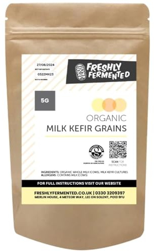 Freshly Fermented Live Milk Kefir Grains 5g — Certified Organic Heirloom Starter Culture | Reusable for Life | Make Real Kefir at Home | UK Made & UKAS Lab Tested