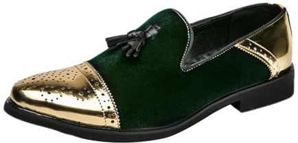 cfpqv Mocassins à paillettes pour homme avec pompons, vert, 46 EU