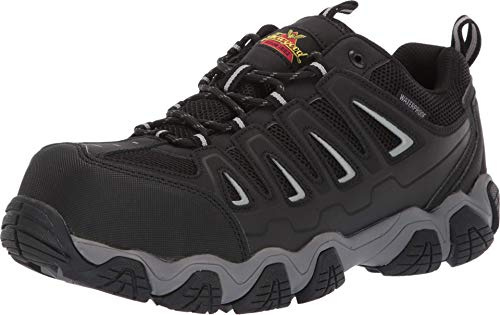 Thorogood Crosstrex Waterproof Athletic Safety Toe Work Shoes for Men - Lightweight Premium Leather and Mesh with Comfort Insole and Slip-Resistant Outsole; ASTM Rated, Black/Grey - 11.5 M US
