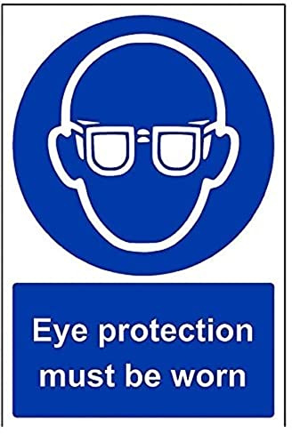 vsafety 41041 au-s Eye Protection must be worn Pflicht Schutzbekleidung Zeichen, selbstklebend, Portrait, 200 mm x 300 mm, blau