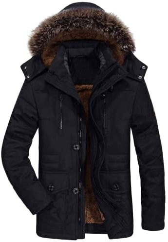 FTCayanz Manteau Homme Hiver Parka Chaud Fourrure Casual Outdoor Blouson Amovible Capuche