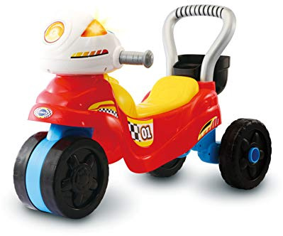VTech - Trotti Moto 3 en 1, Trotteur Pousseur Bébé, Tricycle Évolutif, Moto Porteur avec Tableau d'Éveil Interactif, Jouet d'Activité et de Développement, Cadeau Bébé Dès 1 an - Contenu en Français
