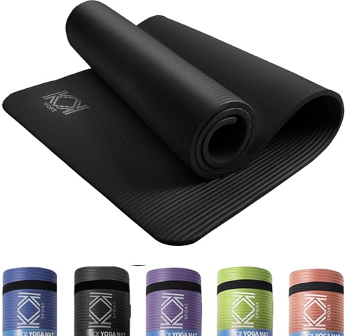 Yoga Mat 15mm thick padded NBR Exercise Mats for yoga, Pilates and gymnastics suitable for both man and women with non-slip material with carry Strap for Yoga - 3 colors Black, Blue & Purple