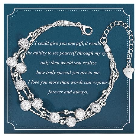 YELUWA Silber Armband für Damen, Verstellbares Damen Armband mit Perlen, Armkette Frauen, Silber 925 Armband Geburtstag Geschenk für Mädchen Schwester Freundin Töchter Mutter