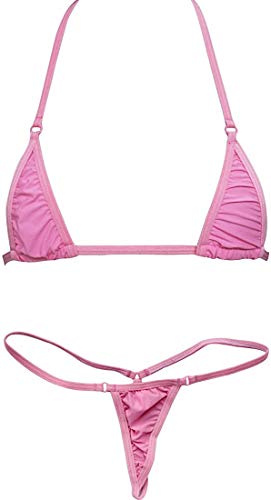 Czizitong Donna Micro G-Line Bikini 2 Pezzi Slide Top Stringa Piccolo Reggiseno Nuovo (Rosa)