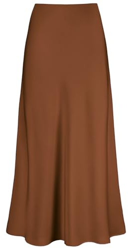 Outoshe Dam satin maxikjol hög midja dold elastisk midja A-linje kjol | Dold elastisk midja, bias cut, leopard prickigt tryck, arbete, höst, eleganta kostymer, silkeslen kjol