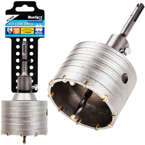 BlueSpot 35 | 40 | 50 | 82 & 110mm CORE DRILL Bit SDS + TCT Concrete Carbon Steel Hole Masonry DIY Pilot CNC YG8C Tungsten Cutter Holesaw Drainage Power Tools UK FREE P&P (82mm Core Drill (19528))